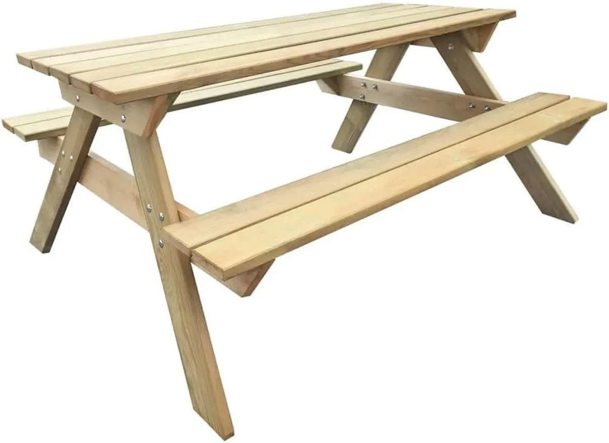 Mesa de Picnic de Madera de Pino con Asientos Incorporados