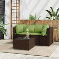 Sofá para Jardín Exterior Resistente a la Intemperie, Conjunto de Muebles de Terraza Marrón y Verde