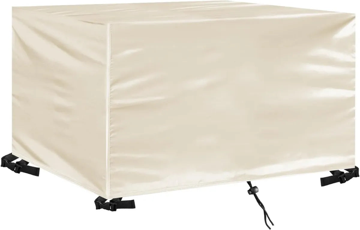 Cubierta Impermeable para Mesa de Jardín 260x100x100cm, Protección UV y Resistente al Viento, Material Oxford 420D, Color Beige
