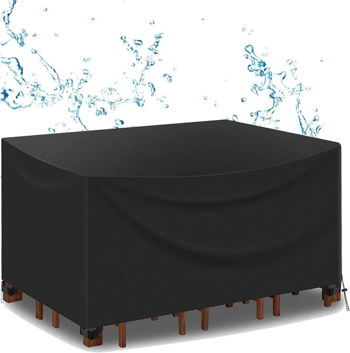 Cubierta Impermeable para Muebles de Jardín 400x400cm, Funda Protectora Grande para Sofá Exterior - Negro