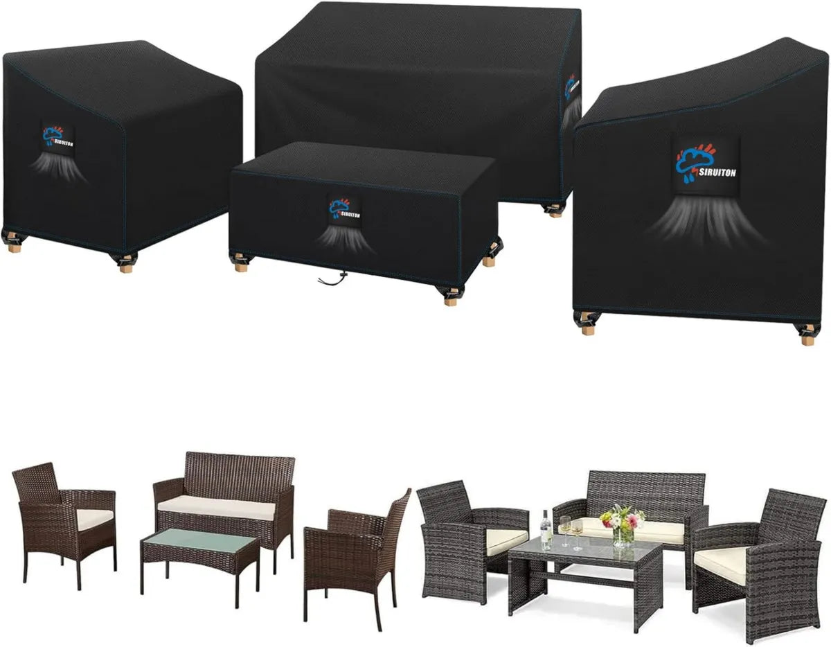 Funda Impermeable para Conjunto de Muebles de Patio 4 Piezas, Exterior y Jardín