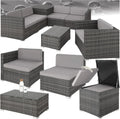 Juego de Muebles de Jardín de Ratán con 5 Sillones y Mesa de Cristal - tectake®