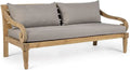 Sofá de Jardín de Teca con Cojines Gris 165x80x75 cm - Muebles de Exterior de Madera Maciza