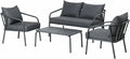 Set de Jardín de 4 Plazas en Acero Gris 120 cm | Muebles para Terraza y Piscina | Diseño Premium Resistente al Sol y al Clima