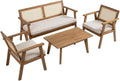 Juego de Muebles de Jardín Hanoi de 4 Plazas en Madera | Conjunto Exterior para Terraza y Piscina | Diseño Resistente al Sol y Clima