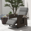 Tumbona Reclinable de Ratán para Jardín, Respaldo Ajustable e Impermeable, Uso Interior y Exterior, Color Marrón