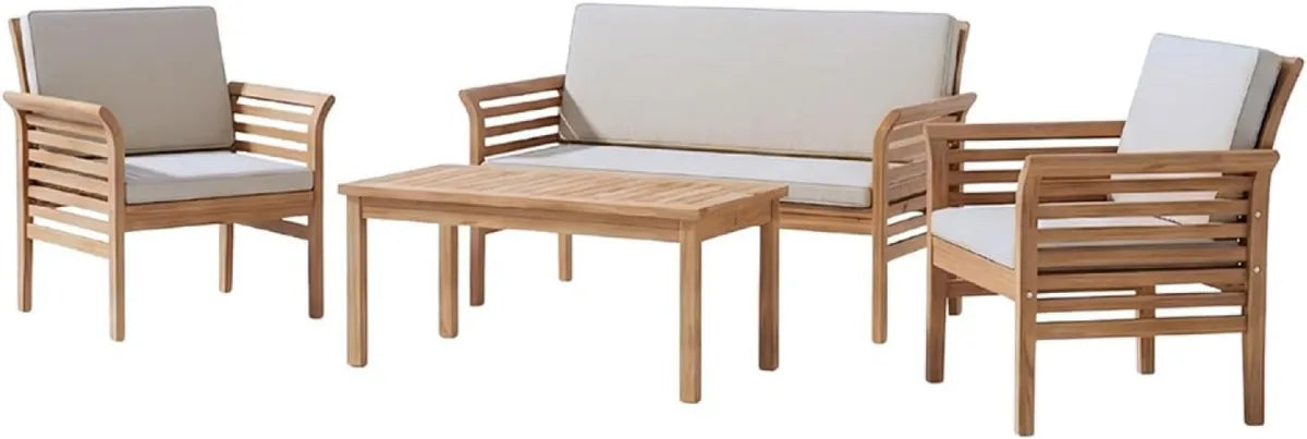 Juego de Muebles de Jardín KAMPOT para 4 Personas de Madera Resistente