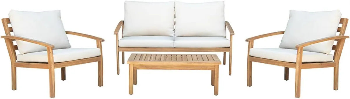 Conjunto de Jardín YALA de Madera para 4 Personas | Muebles de Terraza y Piscina Resistentes al Sol