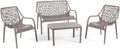 Conjunto de Muebles de Jardín para Exterior, 4 Plazas, Sofá y Sillones Apilables, Resistente al Agua, Diseño Moderno - Modelo Maratea (Tortora)