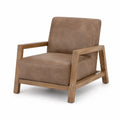 Silla de madera con tapizado de poliuretano marrón