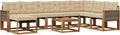 Conjunto de Sofás de Jardín 9 Piezas, Natural y Beige, Mobiliario Exterior Moderno