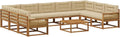 Conjunto de Sofás de Jardín 10 Piezas, Acacia Natural y Beige