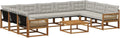 Conjunto de Sofás de Jardín 10 Piezas Natural y Gris Claro, Sofá Modular Moderno con Comodidad para Terraza