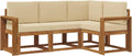 Conjunto de Sofás de Jardín 4 Piezas con Cojines, Natural y Beige, Moderna Sección Exterior para Patios