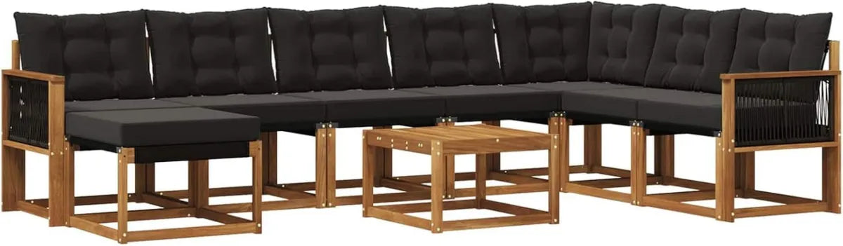 Conjunto de Sofás de Jardín 9 Piezas con Cojines, Muebles de Exterior Modernos y Resistentes