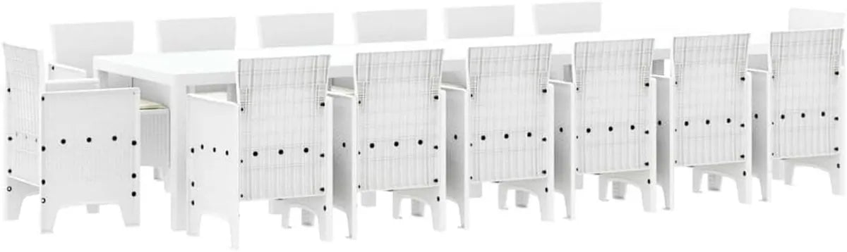 Conjunto de Comedor de Jardín 15 Piezas Ratan Blanco