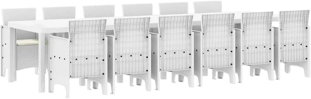 Conjunto de Comedor Exterior 13 Piezas Ratán Blanco