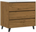 Mueble de baño Kibath con Lavabo SIREX, 100x45 cm, Teca Claro Mate, 3 cajones y Patas