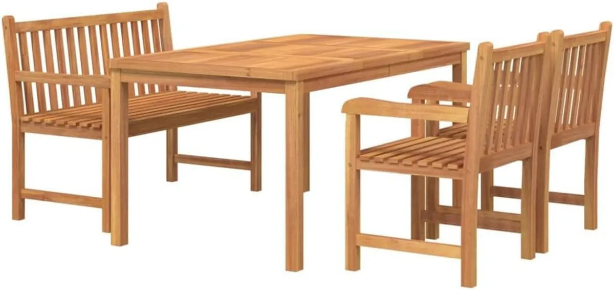 Conjunto de Comedor Exterior de Teca Maciza, 4 Piezas