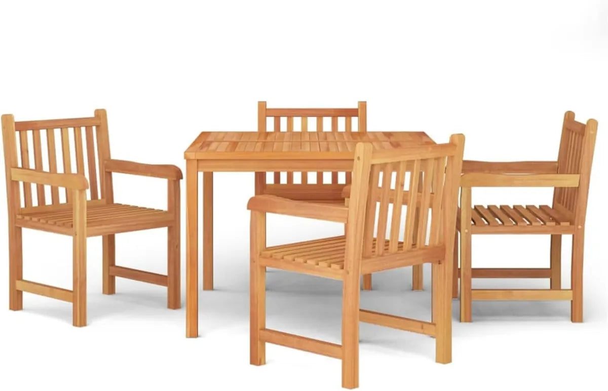 Conjunto de Muebles de Jardín de Teca Resistente al Clima (5 Piezas)