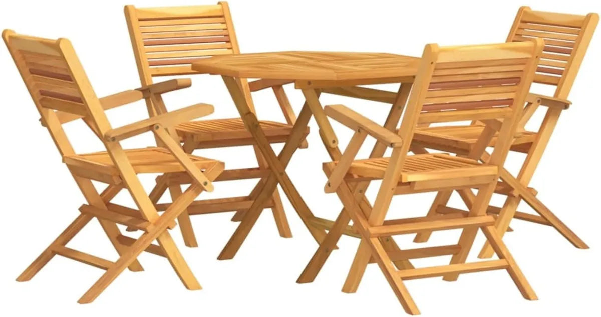Conjunto de Muebles de Jardín de Teca Homelen - 5 Piezas, Plegables y Resistentes al Clima