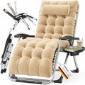 Tumbona Plegable KESSER 200 kg Ergonómica con Respaldo Ajustable y Portavasos Beige