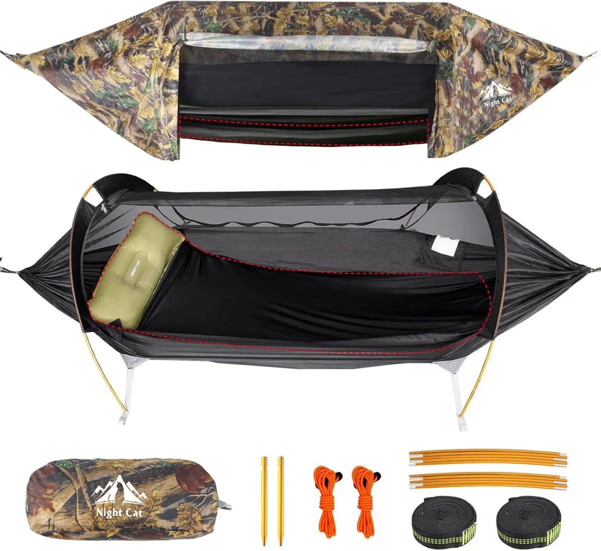 Hamaca Portátil con Mosquitera y Lona para Acampar al Aire Libre