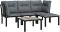 Conjunto de Muebles de Jardín 5 Piezas de Ratán Sintético Negro y Gris
