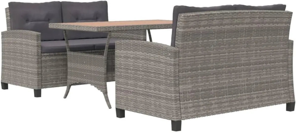 Conjunto de Comedor para Jardín 3 Piezas de Ratán Sintético y Madera de Acacia