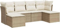 Conjunto de Sofás de Jardín de 6 Piezas con Cojines Beige, Muebles de Exterior en Ratán Sintético