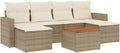 Conjunto de Sofás de Jardín de Ratán Sintético Beige, 7 Piezas con Cojines y Mesa Modular
