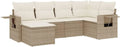 Conjunto Modular de Sofás de Jardín con Cojines, 6 Piezas, Rattan Sintético Beige para Terraza y Patio