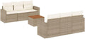 Conjunto de Sofás de Jardín Modulares 7 Piezas, Cojines Incluidos, Muebles de Patio en Ratán Sintético Beige