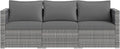 Sofá de Jardín de Ratán para 3 Personas con Cojines, Conjunto Modular para Exterior de 3 Piezas, Ideal para Terraza y Balcón, 193x67x61,5 cm, Color Gris