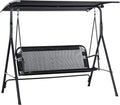 Columpio de Jardín Outsunny para 2 Personas con Techo Ajustable, Terraza, Balcón, Negro, Capacidad 200 kg