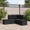 Conjunto de Muebles de Jardín 5 Piezas con Cojines en Ratán Sintético Negro para Exterior