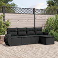 Conjunto de Muebles de Jardín 5 Piezas con Cojines en Ratán Negro para Exterior