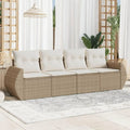 Set de Sofás de Jardín en Ratán Sintético Beige con Cojines - 4 Piezas para Terraza y Exterior