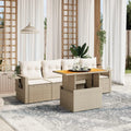 Conjunto de Sofás de Jardín Brokky con Cojines Beige de Ratán Sintético para Terraza - 5 Piezas