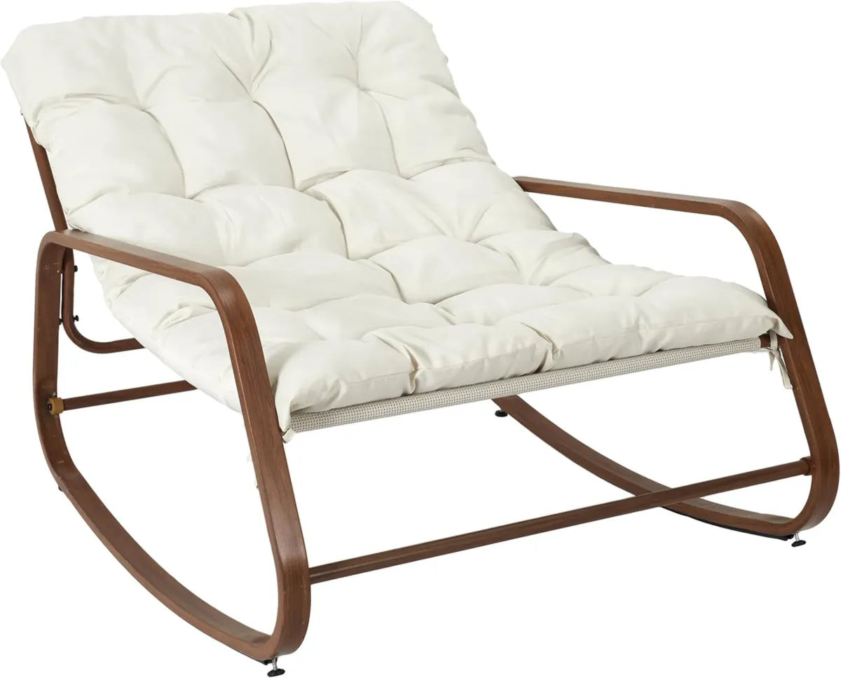 Sillón Mecedora Exterior Blanco Madera Sintética 92x69x130 cm