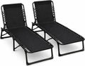 Pack de 2 tumbonas plegables de acero para playa, 188x30x26 cm, soporta 120 kg, tejido resistente, portátiles y ligeras, negro