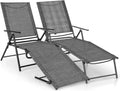 Tumbona Reclinable Exterior Plegable con Respaldo Ajustable, Tela Transpirable, Soporta 150 kg, Color Gris