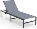 Tumbona Reclinable Exterior COSTWAY con Respaldo de 6 Posiciones, Textilene Gris para Jardín y Playa