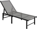 Tumbona Reclinable Outsunny de Acero para Exterior, Respaldo Ajustable 5 Niveles, Impermeable, Soporta 120 kg, para Patio y Balcón, Color Gris