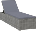 Tumbona Reclinable de Ratán Sintético Gris para Jardín, Terraza y Piscina