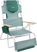 Silla de Playa Reclinable con Reposapiés y Asas de Transporte, 5 Posiciones de Comodidad