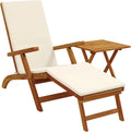 Conjunto de 2 Sillones Reclinables Plegables en Madera de Acacia Crema para Jardín