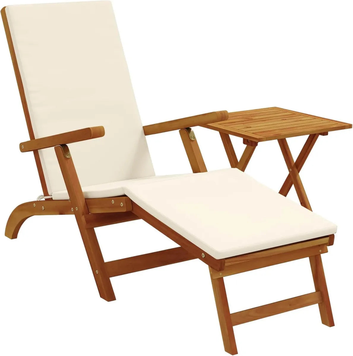 Conjunto de 2 Sillones Reclinables Plegables en Madera de Acacia Crema para Jardín