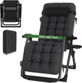 Silla Reclinable de Exterior Negra, Gravedad Cero, con Cojín Desmontable