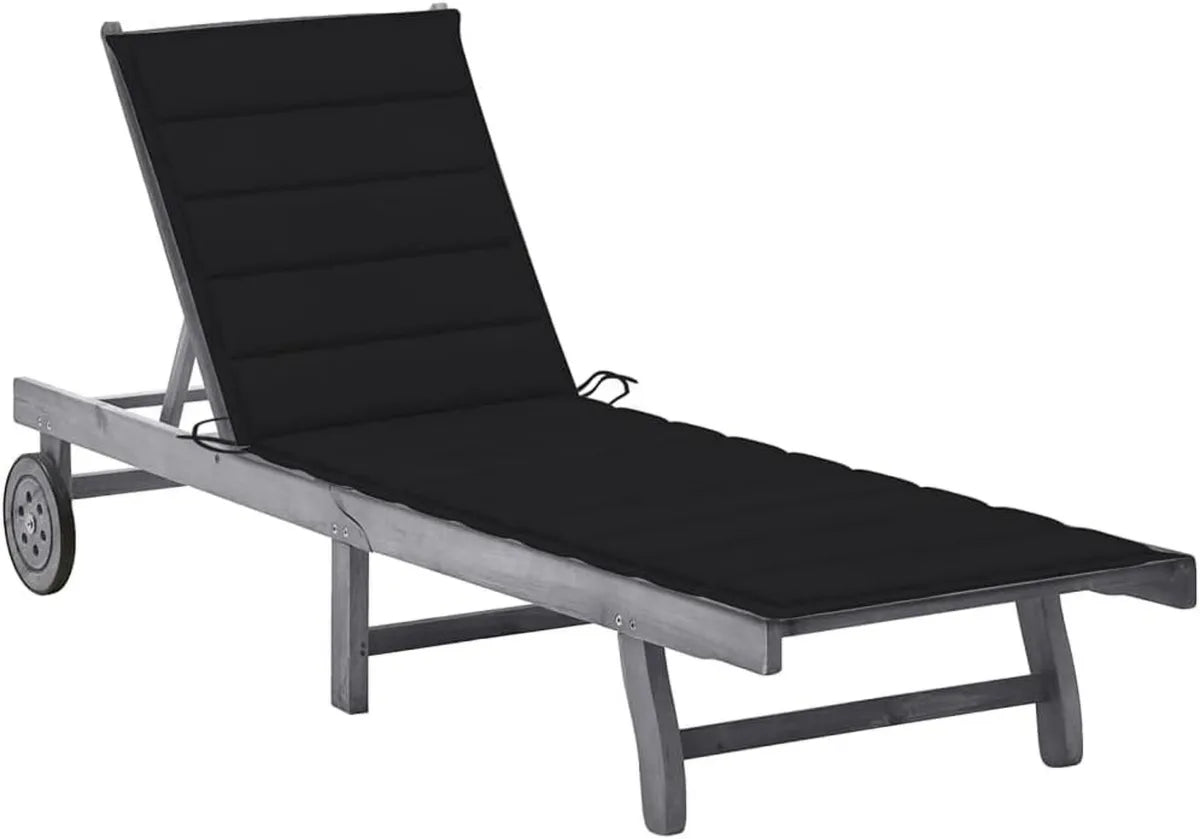 Sillón reclinable de jardín en madera de acacia con reposapiés ajustable